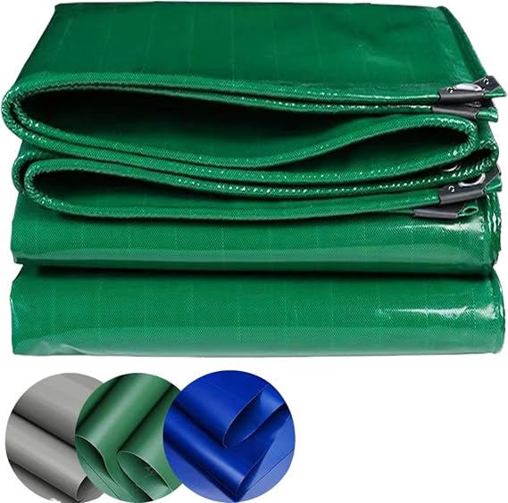 Tarps Heavy Duty Waterproof, 0.5x6 m 450g/m² Multi-Purpose Thick Tarp Cover, Multipurpose, Groundsheet, Camping, Boating, Hiking JXL11, Green