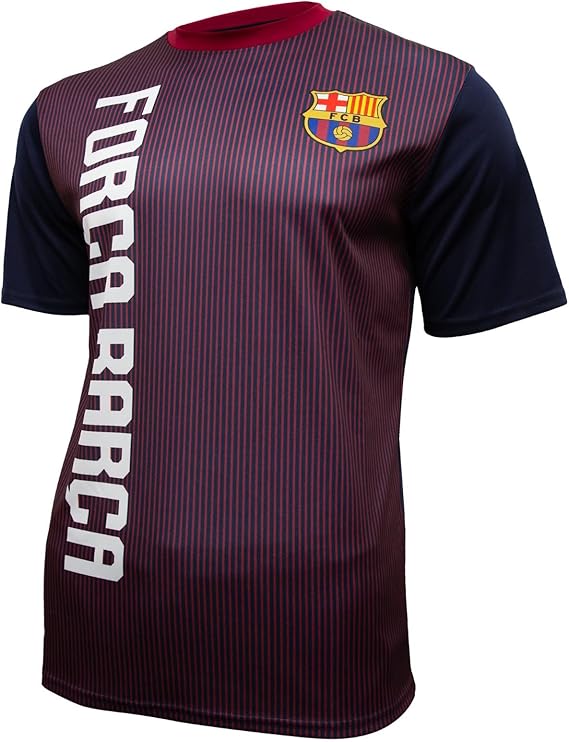 Icon Sports メンズ FCバルセロナサブリメーションロゴポリサッカーTシャツ-Inspired Home