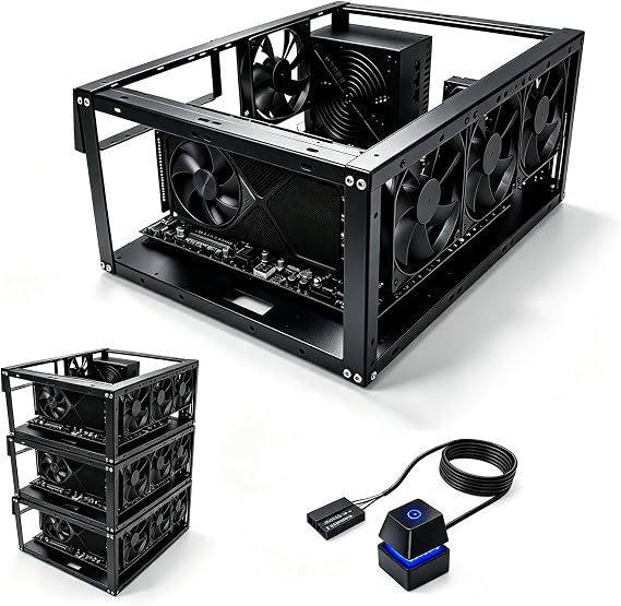 PC Test Bench, Open Air PC Case, Open Frame Computer Chassis, Techbench Server Rack Mount PC Case for E-ATX ATX MATX EATX X79 X99 Micro ATX Motherboards (Stackable)