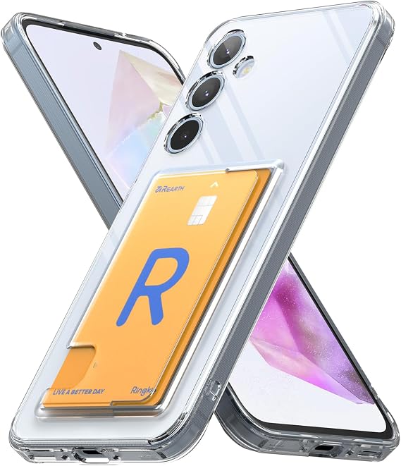Ringke Fusion Card for Samsung Galaxy A35 5G Wallet Case [Holds Up to 1] Slim Transparent Shockproof Bumper Phone Cover with Built-In Card Slot Holder - Clear