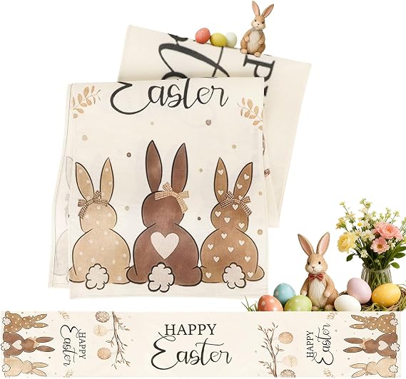 Easter Table Decoration 40 x 238 cm Rabbit Easter Table Runner Spring Easter Tablecloth Washable Table Runner Easter Table Runner Easter Table Decoration Happy Easter Easter Runner Modern for Kitchen Living Room