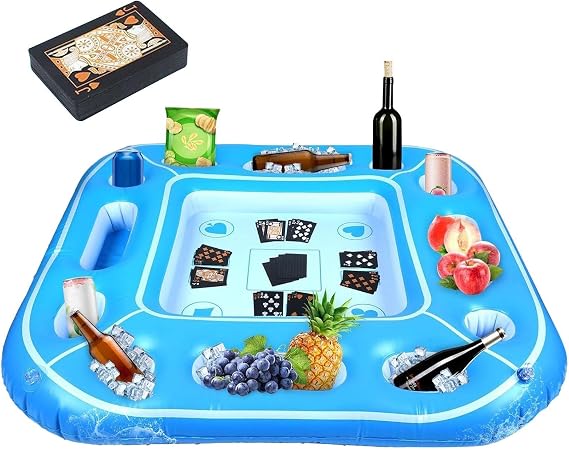 Floating Card Table for Pool Inflatable Food Drink Holder