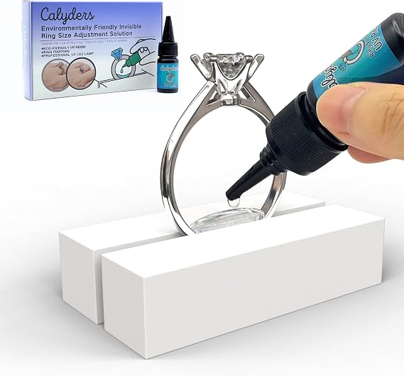 リングサイズアジャスター - 環境に優しいUV樹脂、リング固定具&緩いリング用のUV LEDランプを使用したCalydersの目に見えないソリューション、どんなリングサイズにもフィットし、取り付けと取り外しが簡単