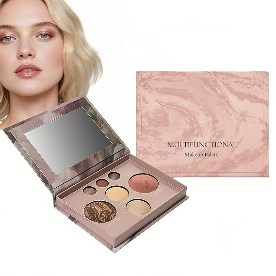 All-in-one Makeup Set,Baked Starter Makeup Kit for Women,Multi-in-One Eye Shadow Plate,Includes Bronzer,Blush,Highlighters & Eyeshadows,Travel Friendly Baked Palette Makeup Set,Makeup Gift Set