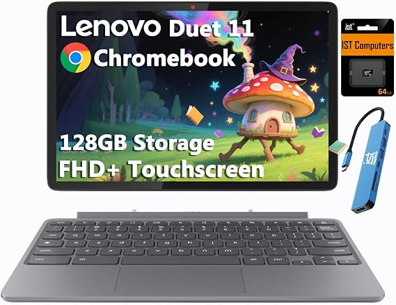 Lenovo Chromebook Duet Gen 9 11" Tablet, 2-in-1 Laptop, 4GB RAM, 128GB