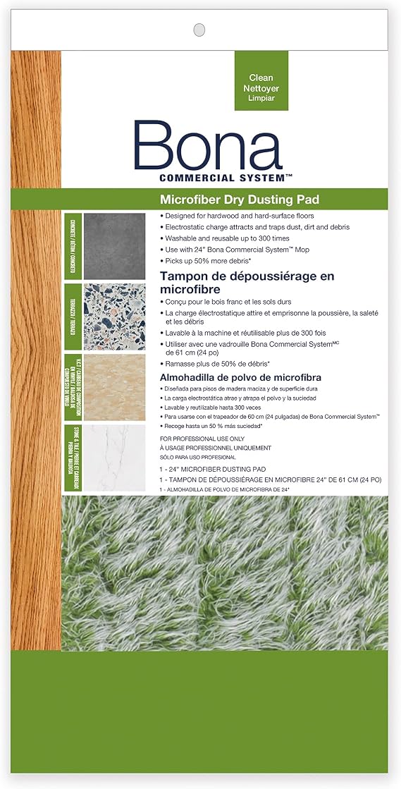 Bona Commercial System Microfiber Dusting Pad, 24", Green