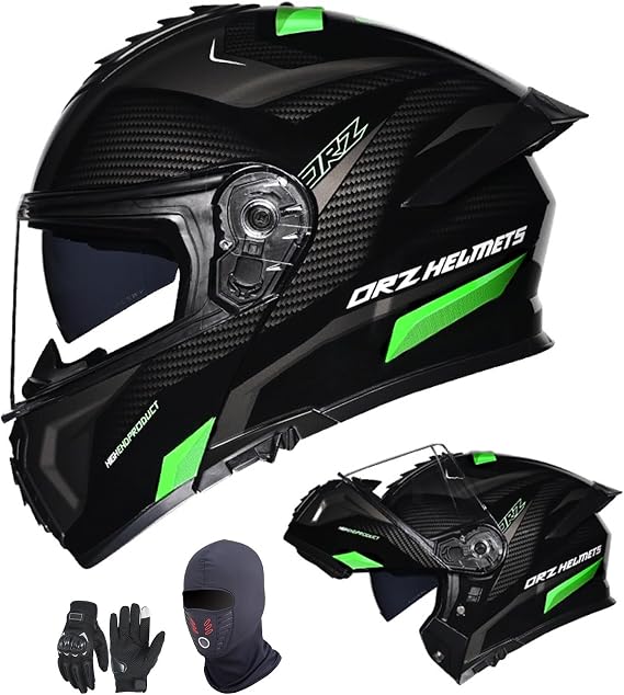 Modular Full Face Motorcycle Helmet for Adults Men and Women ECE Approved Flip Up Motorcycle Helmet with Double Sun Visor H,L (57-58cm)
