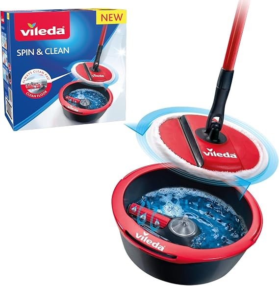 Vileda Spin & Clean Spin Mop and Bucket Set with 360° Spinning Mop Head