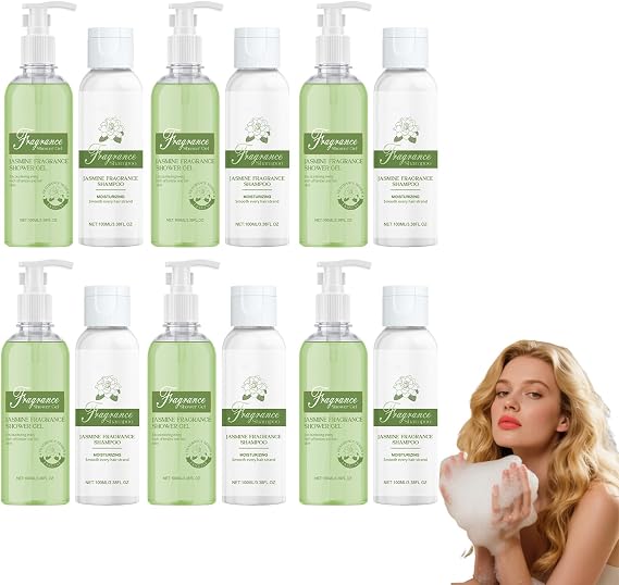 Jasmine Shower Gel & Shampoo - Nourishing Body Wash and Shampoo with Rich Lather, For All Skin and Hair Types, Long-Lasting Natural Scent, Gentle Hydrating Cleanser for Daily Shower (6 sets)