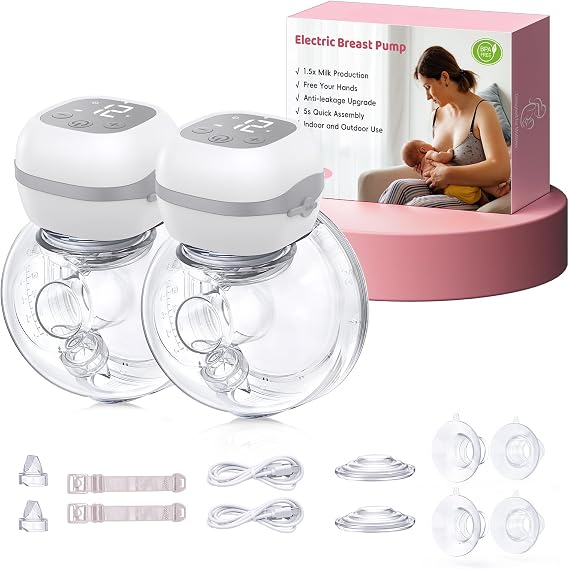Haokoo Wearable Electric Breast Pump, Strong Suction Hands Free, Quiet Cordless Portable Pump for Work, Travel & Night Use, 3 Modes 12 Levels, Comfortable Fit, BPA Free