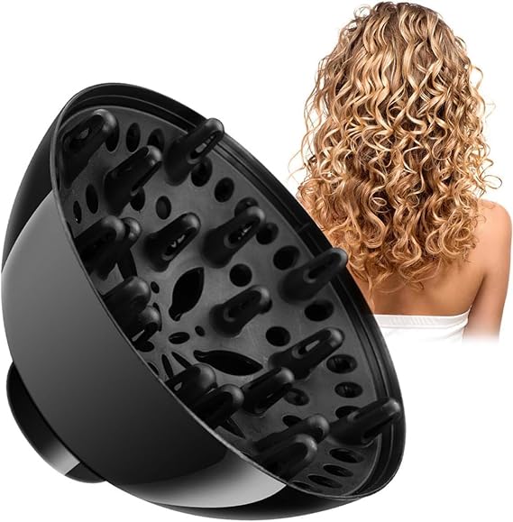 Universal Hair Diffuser Suitable for 1.6 in to 2 in Adjustable Hair Dryer Diffuser Nozzle for Curly or Wavy Hair Styling, Universal Diffuser for Hairdryer, Diffuser Attachment for Hairdryer, Black