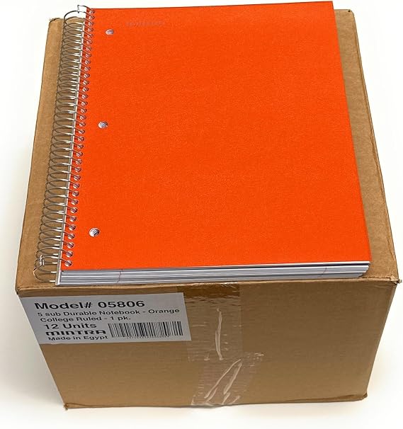 Mintra Office Dayanıklı Spiral Defterler, 5 Konu (Turuncu, Kolej Hükümdarı 12pk)