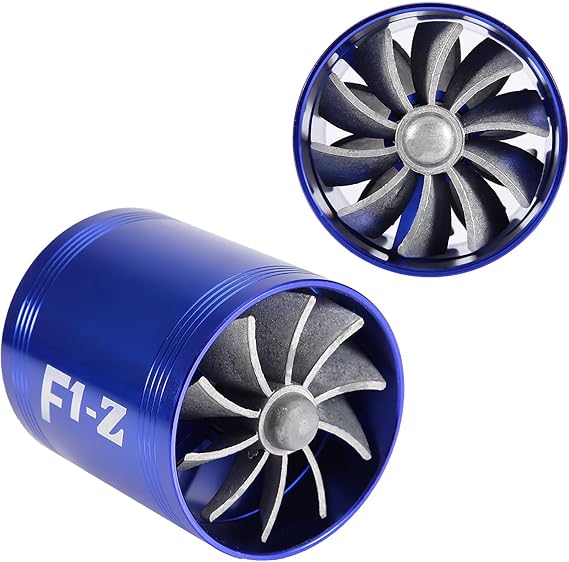 Auto Air Intake Turbo Fan Auto Air Intake Turbonator Dual Fan Turbine Super Gas Fuel Saver Turbo (Blue)