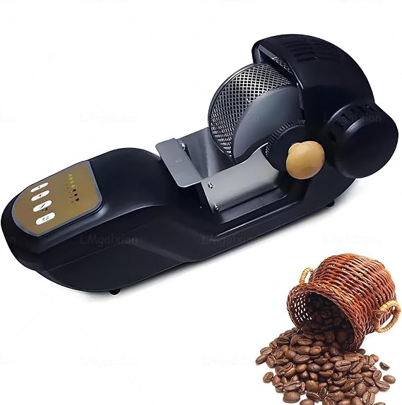 Electric Coffee Bean Roaster Machine for Home Use, 300g Capacity Automatic Hot Air Roaster with Removable Stainless Steel Basket, Easy Clean Countertop Design, Small Coffee Roaster 1600W
