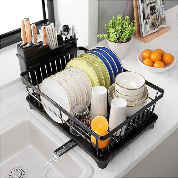 PurKeep Dish Drainer Rack,Space-Saving Kitchen Draining Rack