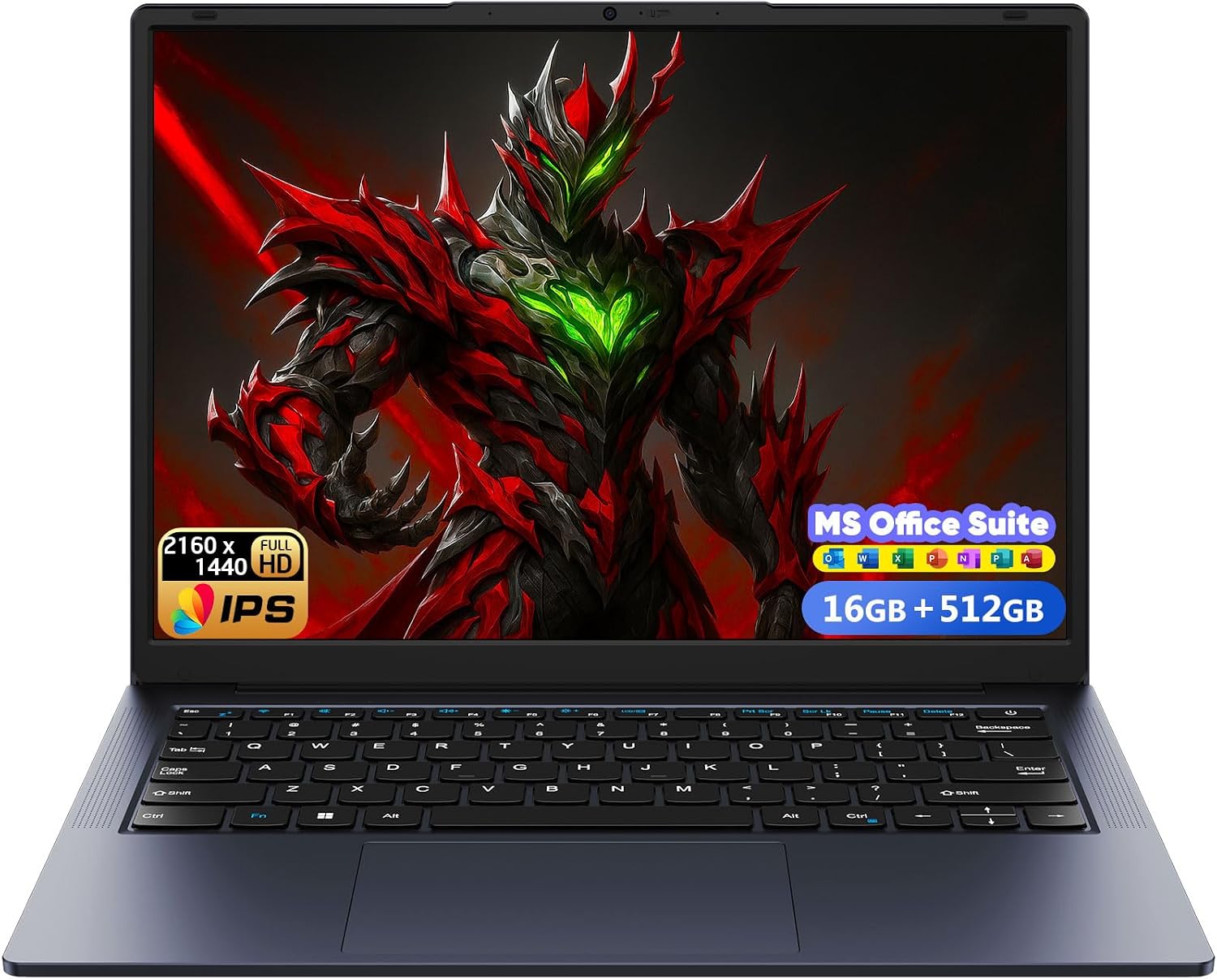 AE86 14.1" Laptop with 2K Screen, 16GB RAM, 512GB SSD, Core Processor, BT5.0 Wi-Fi 5, USB A, Type-C, HDMl, Ultra-Thin and Light Notebook for Business Students