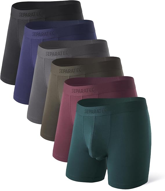 Separatec Herren Boxershorts Mehrfachpack Doppelbeutel Dual Pouch Bambus Unterhosen Männer Stretcken Herrenslips Atmungsaktiv Bequem Retroshorts Boxer Shorts for Men