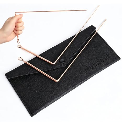 2 PCS Copper Dowsing Rods, Upgraded Divining Rod Set with Rotating Handles