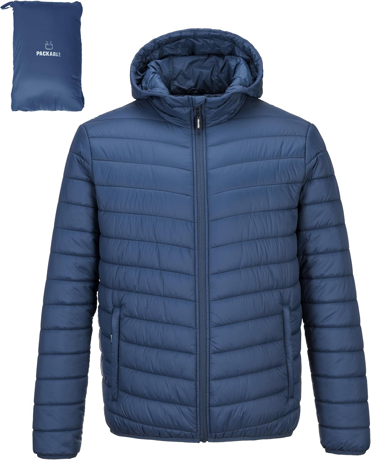 outdoor ventures mens quilted jacket waterproof buffer jacket packable lightweight waterproof hooded jacket winter jacket with pockets