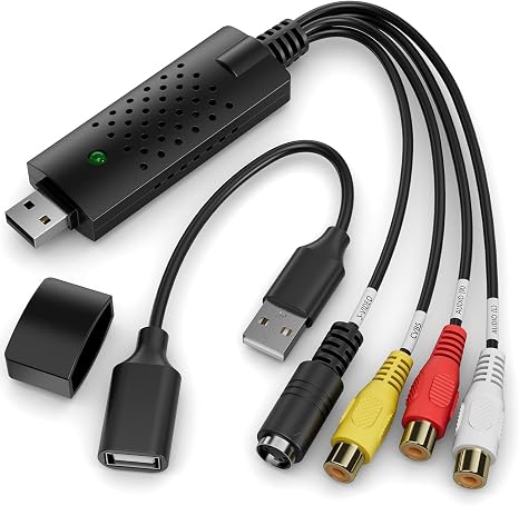 Capture Card USB Video Capture Card Device Audio Video Converter Grabber RCA to USB Convert VHS Mini DV VCR Hi8 DVD to Digital PC TV Tape Player Camcorder Support MAC Windows Vista