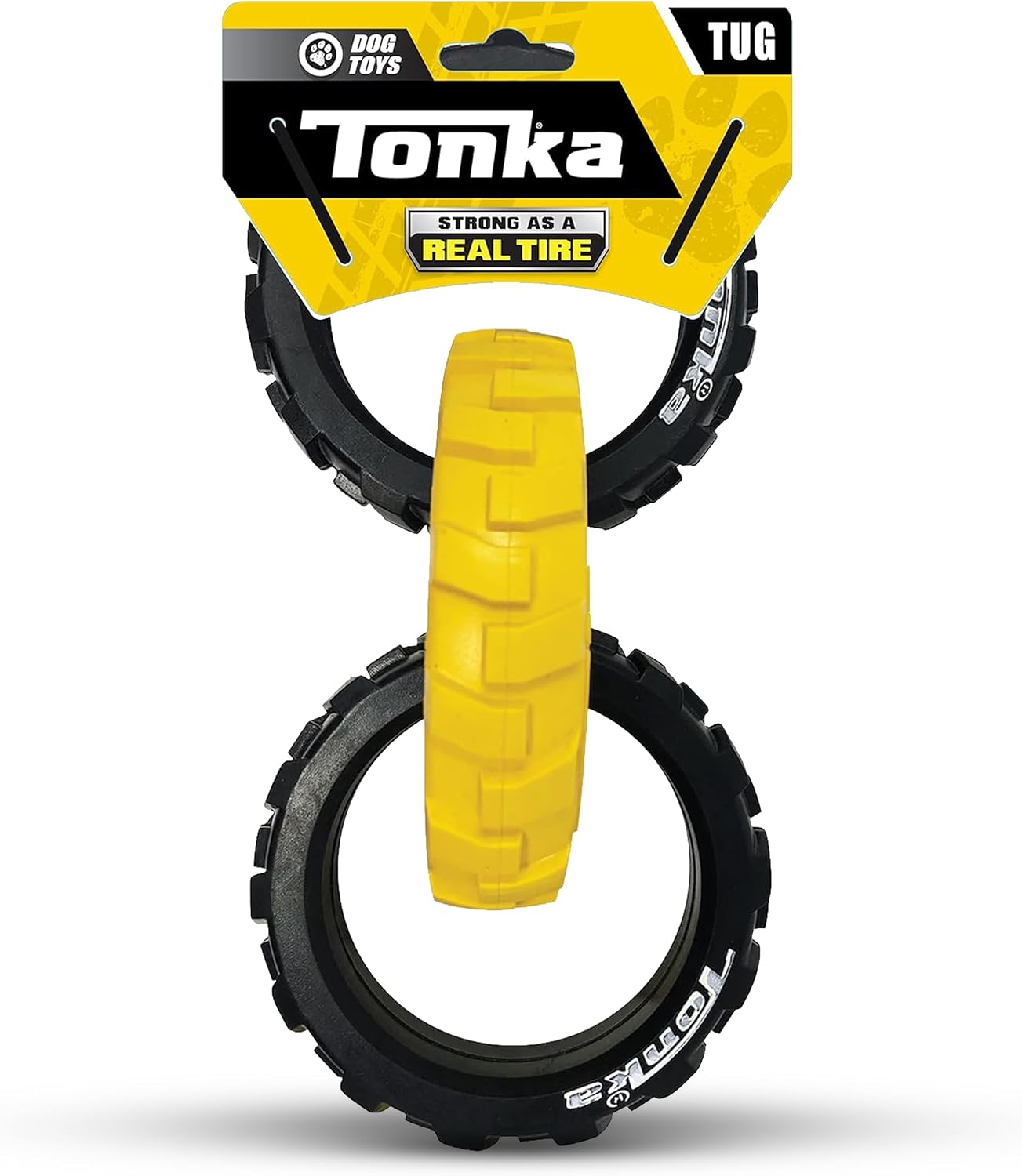 Tonka Rubber 3 Ring Trailer Dog Toy, Lightweight, Durable and Waterproof, 25cm, For MediumLarge Breeds, Single Unit, YellowBlack