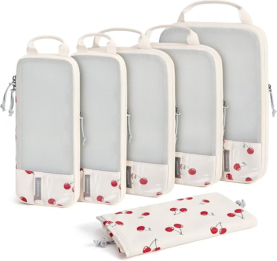BAGSMART 6pcs Compression Travel Packing Cubes for Suitcases Backpack
