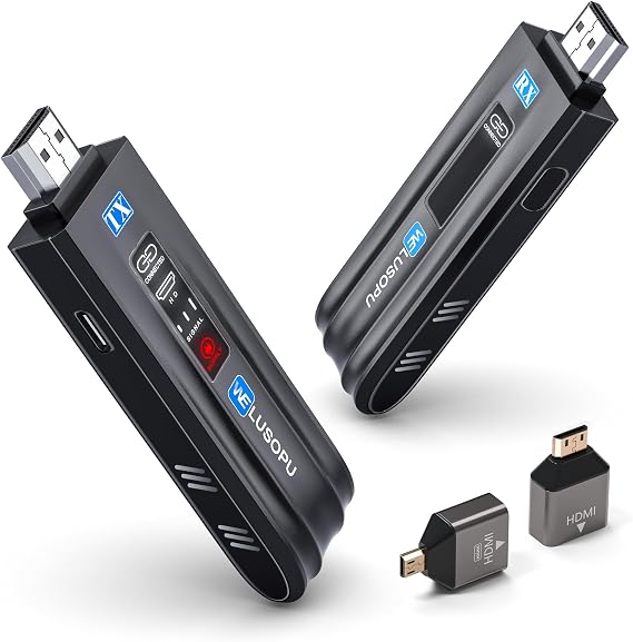 2026 Wireless HDMI Transmitter and Receiver, 5G 1080P@60Hz HDMI Extender with LED Display, Supports up to 8 Transmitters, 50M Range from Laptop or PC to HDTV, Monitor or Projector