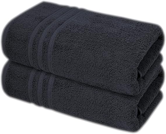 Extra Large Jumbo Bath Sheets Pack of 2 | 100% Cotton Bath Towels 85 x 200 cm | Luxury Hotel Quality Oversized Beach Towels | Soft, Thick & Highly Absorbent (BLACK)