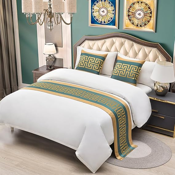 Luxury Bed Runners and Matching Cushions Modern Bed Runner for Foot of Bed European Style Bed Scarf Bedspreads Coverlets for Bedroom Hotel Bedding Decorations -A||160X50cm for 1m Bed