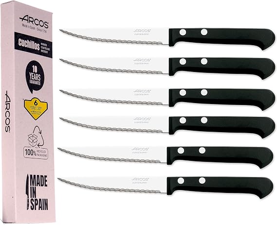 Arcos | Table Knives (6 Units) | Stainless Steel Knives with Saw Knife Cutlet Knives | Made in Spain