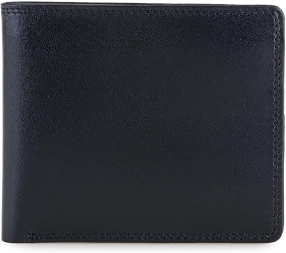 mywalit RFID スタンダード E/W メンズ 財布 - ナッパレザー 6カード メモ スリップ ポケット, ブラック-ブルー, One Size, カジュアル。