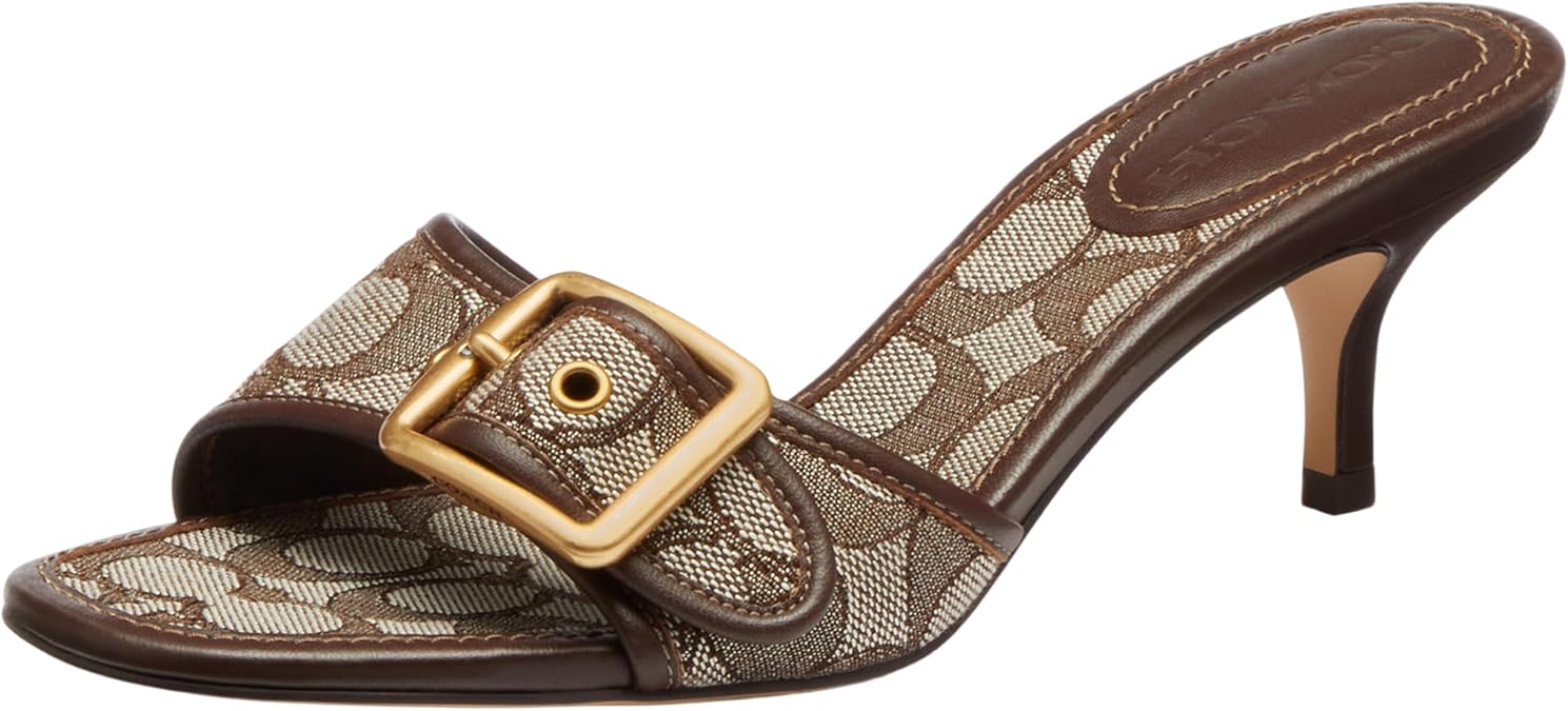 COACH Women's Margot Sandal in Signature Jacquard Heeled Sandal