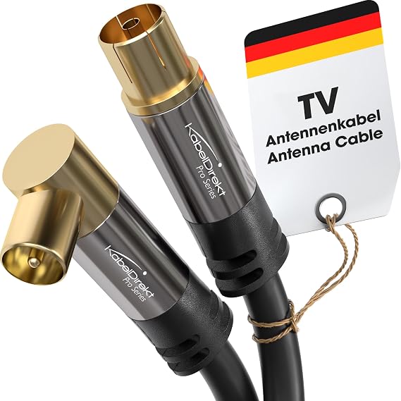 KabelDirekt TV Antenna Cable 4K – 1 m, 90°/Straight