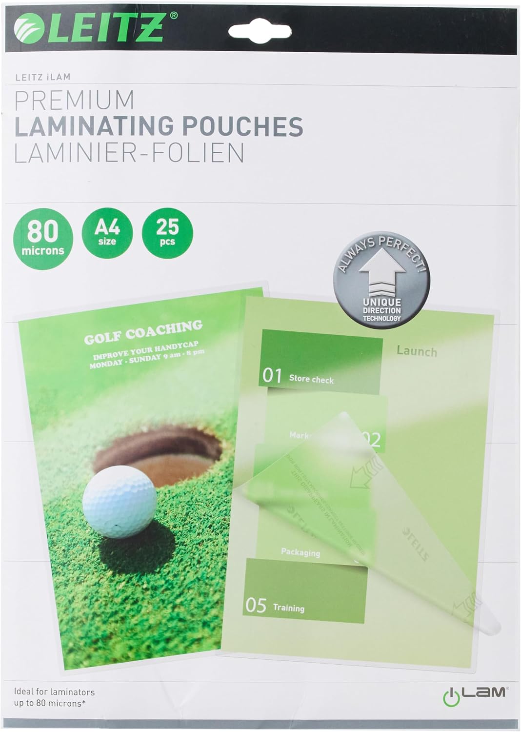 Leitz UDT Lamination Bag, A4, 80 microns, 25 pieces, Transparent