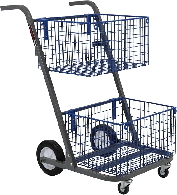 The Workplace Depot Mailroom Trolley, Robust Steel Frame, Grey Powder