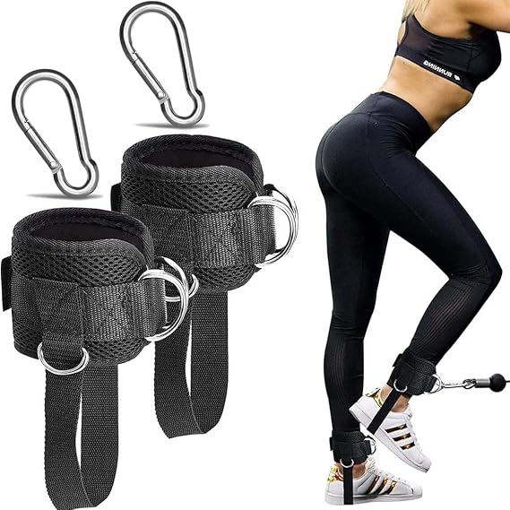 2 Pieces Ankle Straps Gym Pulleys, Fitness Ankle Straps, Sports Anklets for Cable Machines, Adjustable Ankle Straps, Ankle Sports Gym for Cable Fitness Machines