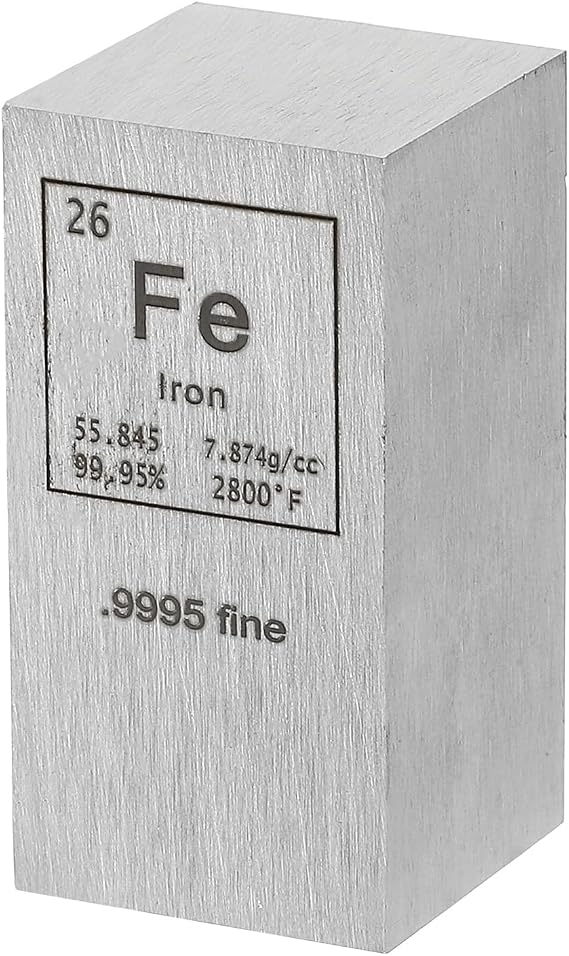 PATIKIL Iron Cube, 1x1x2" Fe Density Stick High Density Element Rod Unique Metal Cube Periodic Table of Elements Collections Lab Experiment Teacher Scientific Classes