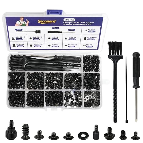 482 Pcs Computer Screw Set, PC Motherboard Standoffs Screws Kit