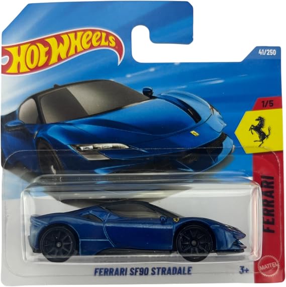 Hot Wheels Ferrari SF90 Stradale [Mavi] 1/5, 41/250, 1:64 Ölçekli Diecast Oyuncak Araç