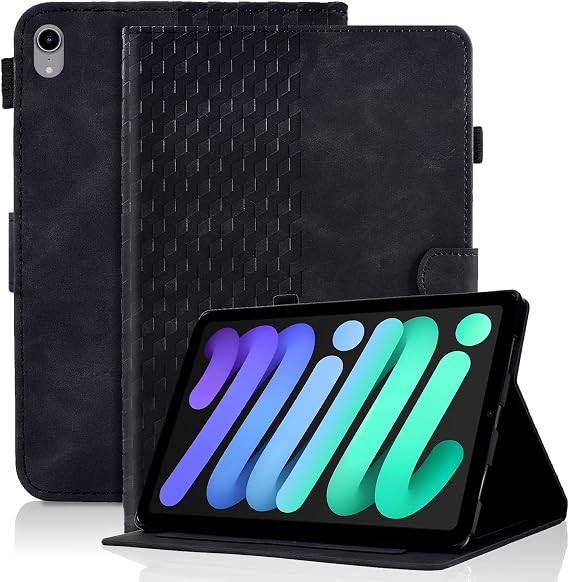 Case for iPad Mini 7 (A17 Pro) 2024 7th Generation/iPad MINI 6th Generation 2021 8.3 inch, PU Leather Folio Flip Cover Smart Shell with Auto Sleep/Wake Multi Angle Viewing Stand, Black
