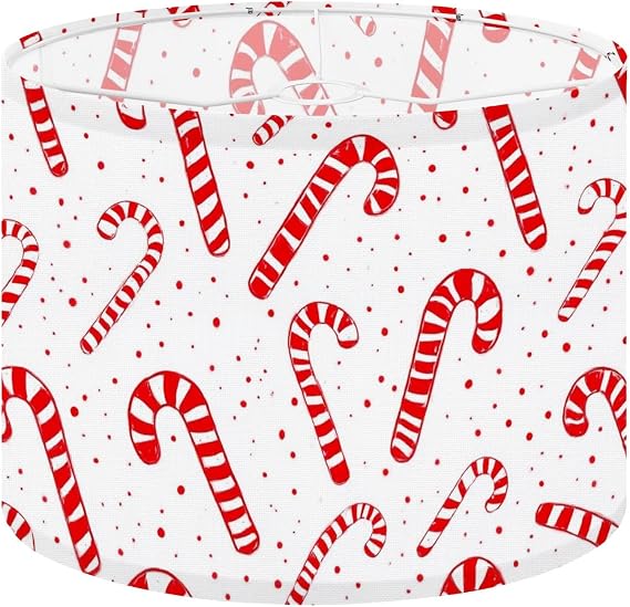 Fabric Drum Lamp Shade Candy Canes Simple Vintage Funky Medium Linen Decorative Lampshades 13inch Set of 1 for Table Lamps, Floor Lamps,Ceiling Lamp