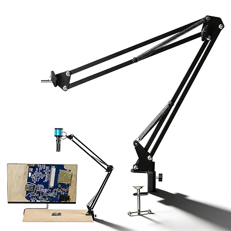 Microscope Arm Stand, 360 Degree Adjustable Monocular Microscope Stand, 40 and 42Mm Flexible Soldering Microscope, Lens Ring Set Industrial Camera Foldable Bracket
