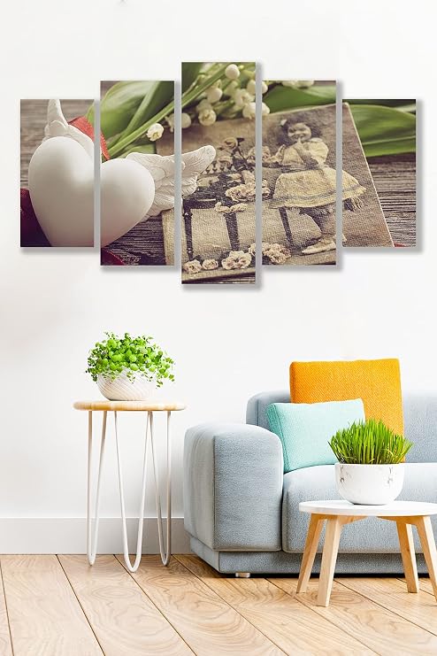 Düş Duvarı 5 Parça Nostalji Desenli MDF Duvar Tablosu