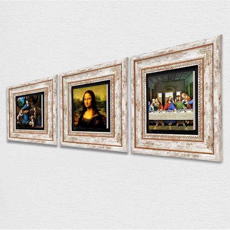 Pinecone Stone Leonardo da Vinci Son Akşam Yemeği, Kayalıklar Bakiresi, Mona Lisa Taş Duvar Tablosu - Çerçeveli Taş Tablo - Dekoratif Duvar Sanatı - Modern Ev ve Ofis Duvar Dekoru K3-97