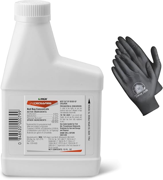 Crossfire Bed Bug Concentrate 13oz + Disposable Gloves