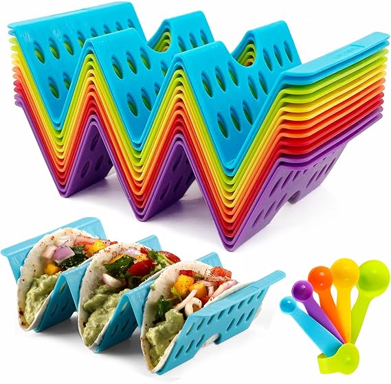 Taco Holders Set of 12, Plastic Taco Stand for Hard/Soft Taco Shells