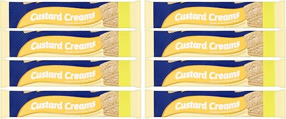 Custard Creams Biscuits, Creamy Custard Flavour Filling, No Added Preservatives, Suitable for Vegetarians, 150g, Pack of 16