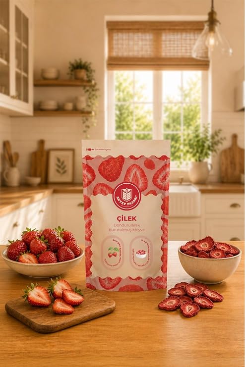 Antep Pazarı Çilek Kuru Meyve Cipsi, Dondurularak Kurutulmuş Freeze Dried, 15g