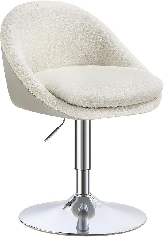 VASAGLE Adjustable Chair, Vanity Stool with Back and Base