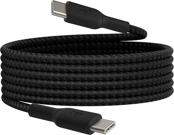 Belkin BoostCharge (6.6ft) Braided USB-C to USB-C Cable for iPhone, Galaxy, Pixel, iPad Pro & More - Black